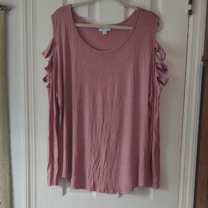 New York & Company XXL Women's Pale Pink Top W/Cold Shoulder Sleeves W/T…